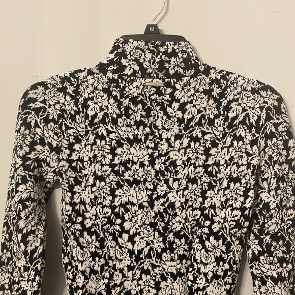 Michael Kors Women Black And White Floral Bell Sleeve Bodycon Dress Size XS - Picture 7 of 12
